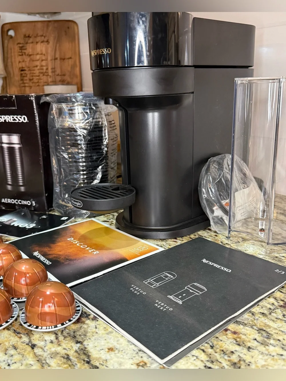 Nespresso Vertuo Next Limited Edition Glossy Black w/ Aeroccino 3 Frother